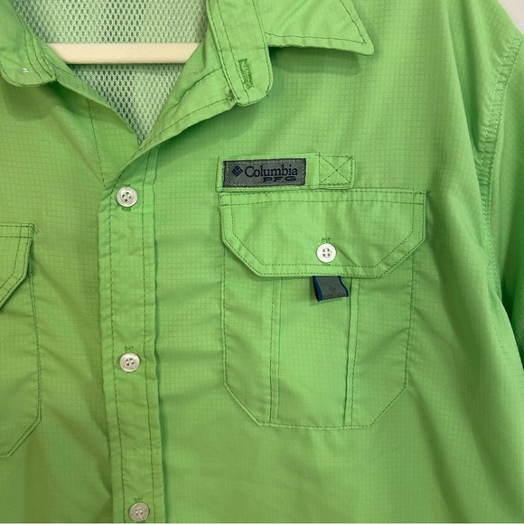 Columbia PFG Fishing Green Casual Button Down Short Sleeve Outdoor Shirt Large - Picture 3 of 5